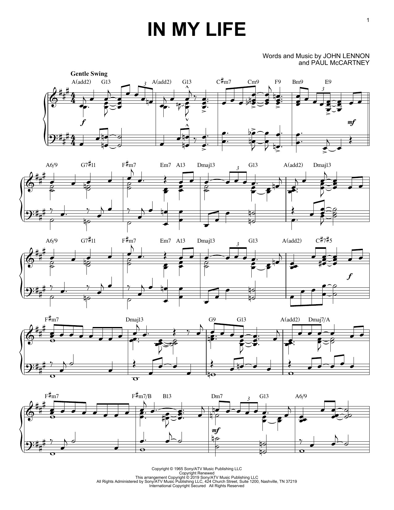 The Beatles In My Life [Jazz version] Sheet Music Notes & Chords for Piano Solo - Download or Print PDF