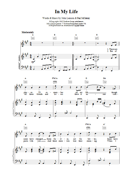 The Beatles In My Life Sheet Music Notes & Chords for Guitar Ensemble - Download or Print PDF