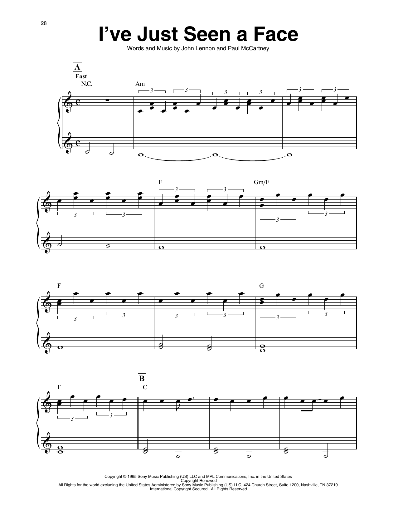 The Beatles I've Just Seen A Face (arr. Maeve Gilchrist) Sheet Music Notes & Chords for Harp - Download or Print PDF