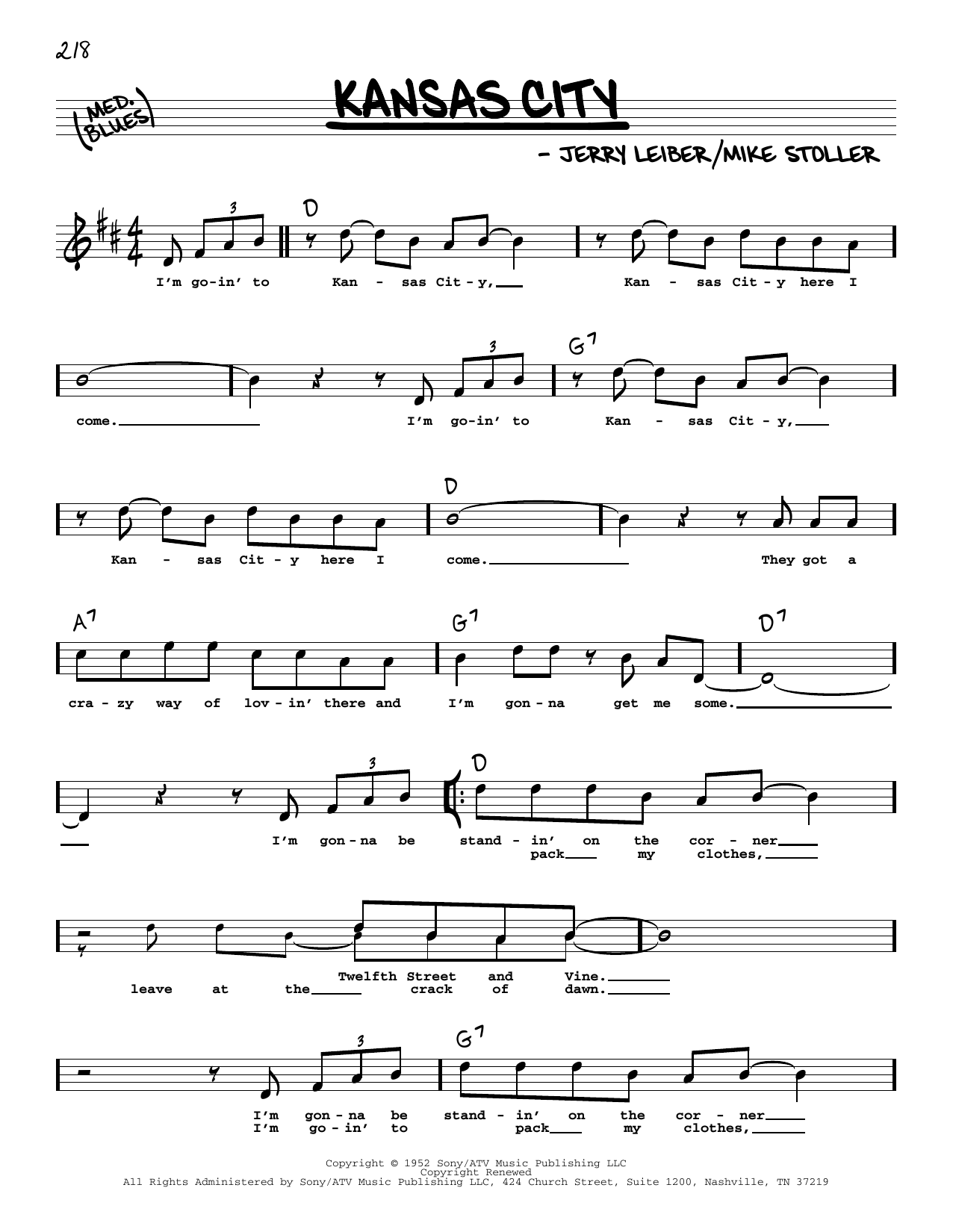 The Beatles Kansas City (High Voice) Sheet Music Notes & Chords for Real Book – Melody, Lyrics & Chords - Download or Print PDF