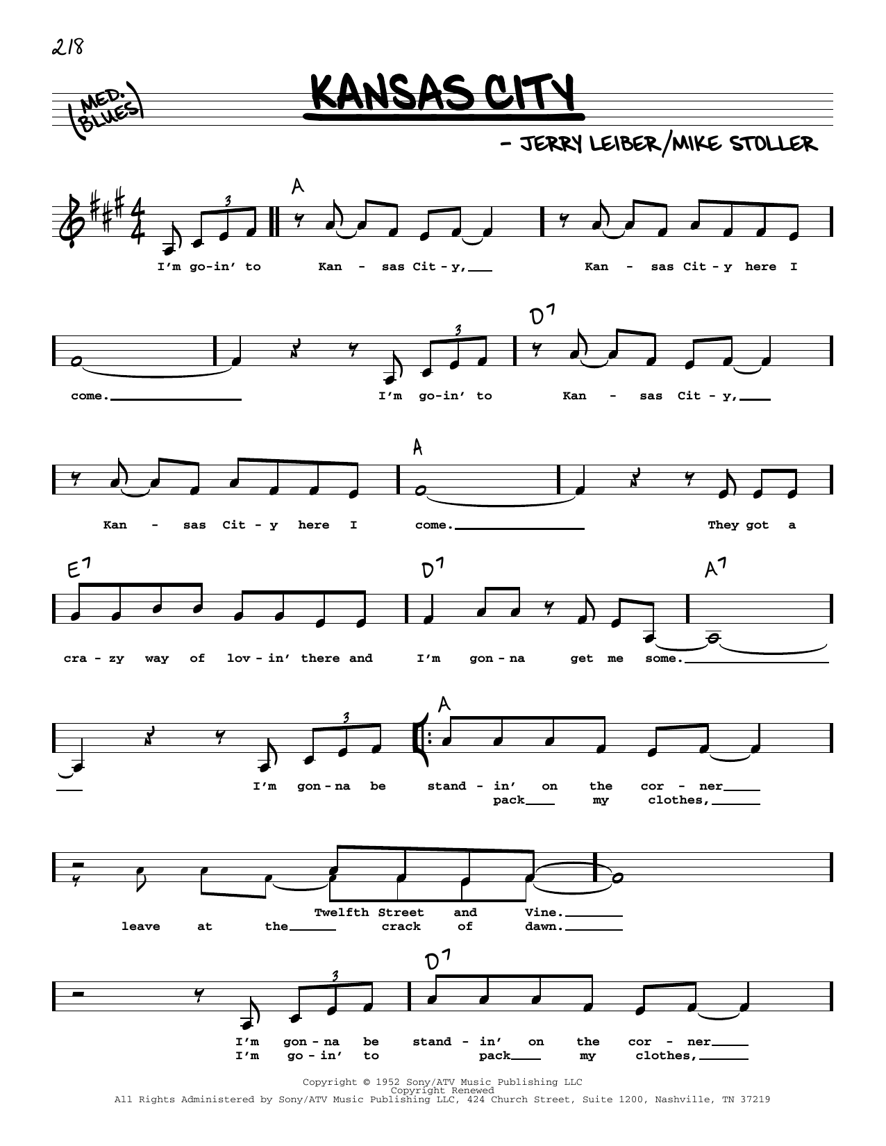 The Beatles Kansas City (Low Voice) Sheet Music Notes & Chords for Real Book – Melody, Lyrics & Chords - Download or Print PDF