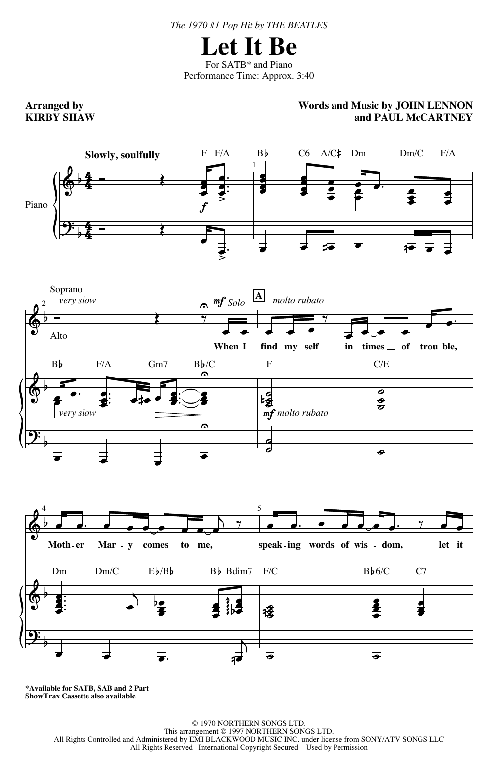 The Beatles Let It Be (arr. Kirby Shaw) Sheet Music Notes & Chords for SAB Choir - Download or Print PDF