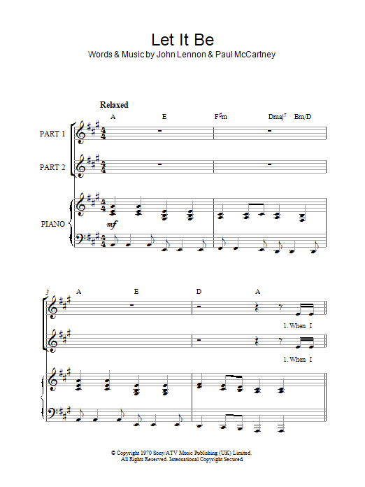 The Beatles Let It Be (arr. Rick Hein) Sheet Music Notes & Chords for 2-Part Choir - Download or Print PDF