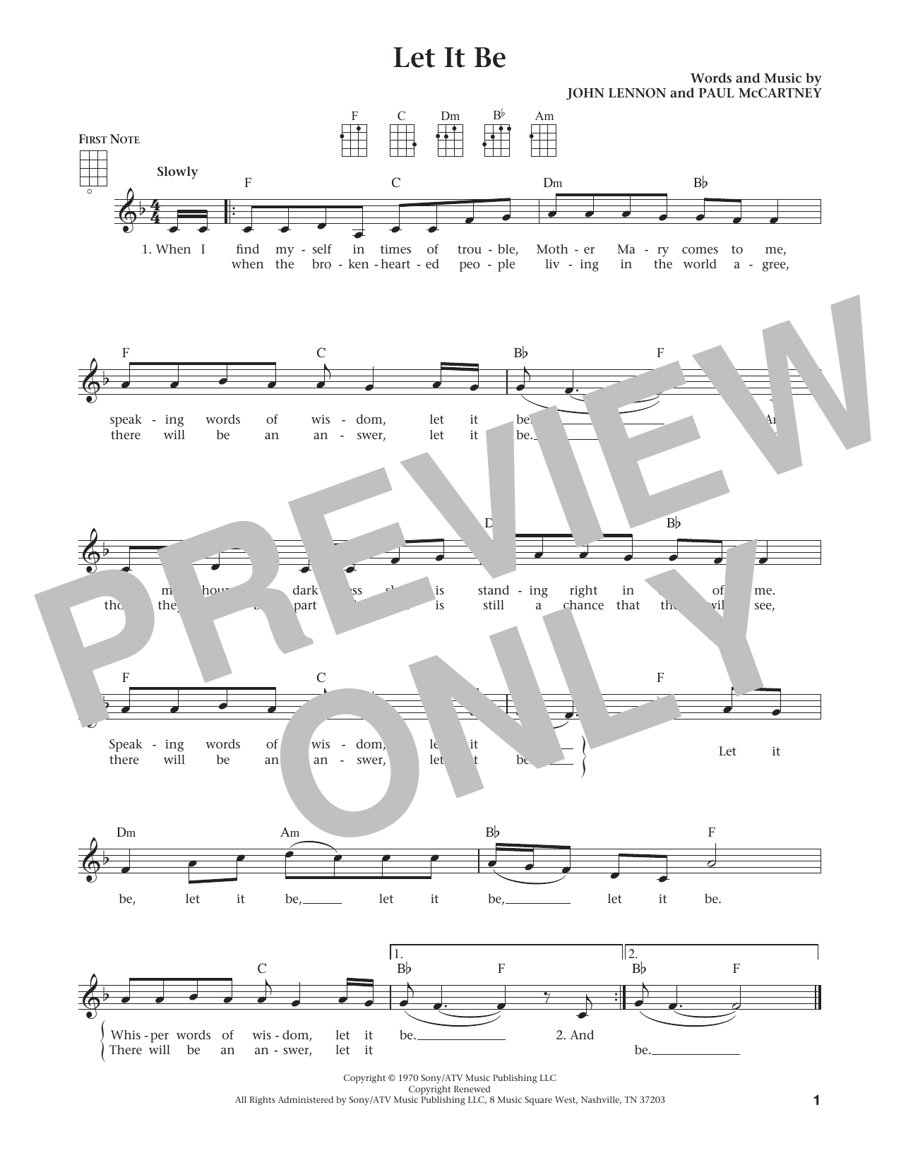 The Beatles Let It Be (from The Daily Ukulele) (arr. Liz and Jim Beloff) Sheet Music Notes & Chords for Ukulele - Download or Print PDF