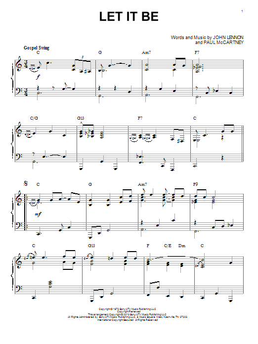 The Beatles Let It Be [Jazz version] (arr. Brent Edstrom) Sheet Music Notes & Chords for Piano - Download or Print PDF