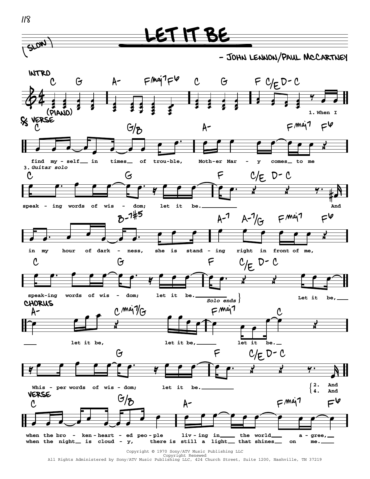 The Beatles Let It Be [Jazz version] Sheet Music Notes & Chords for Real Book – Melody, Lyrics & Chords - Download or Print PDF