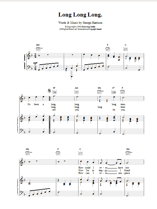 The Beatles Long Long Long Sheet Music Notes & Chords for Guitar Tab - Download or Print PDF