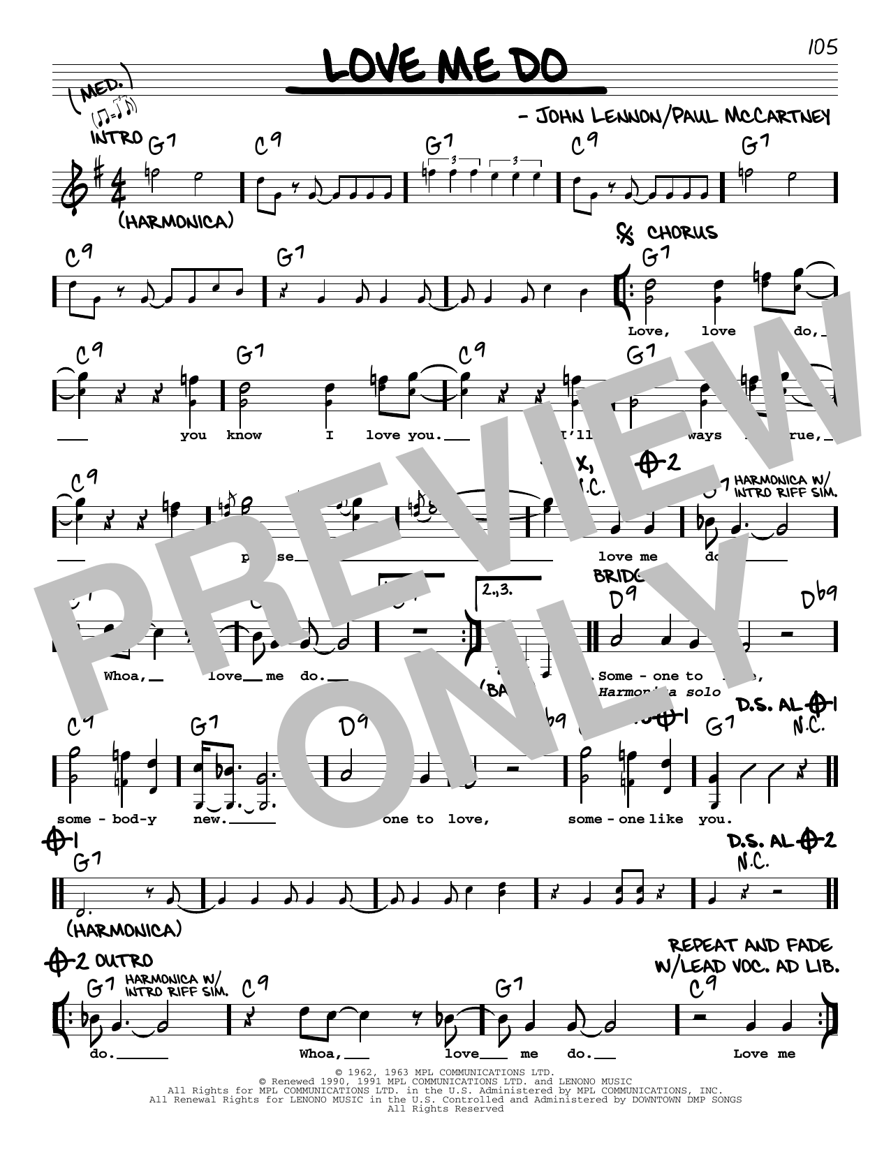 The Beatles Love Me Do [Jazz version] Sheet Music Notes & Chords for Real Book – Melody, Lyrics & Chords - Download or Print PDF