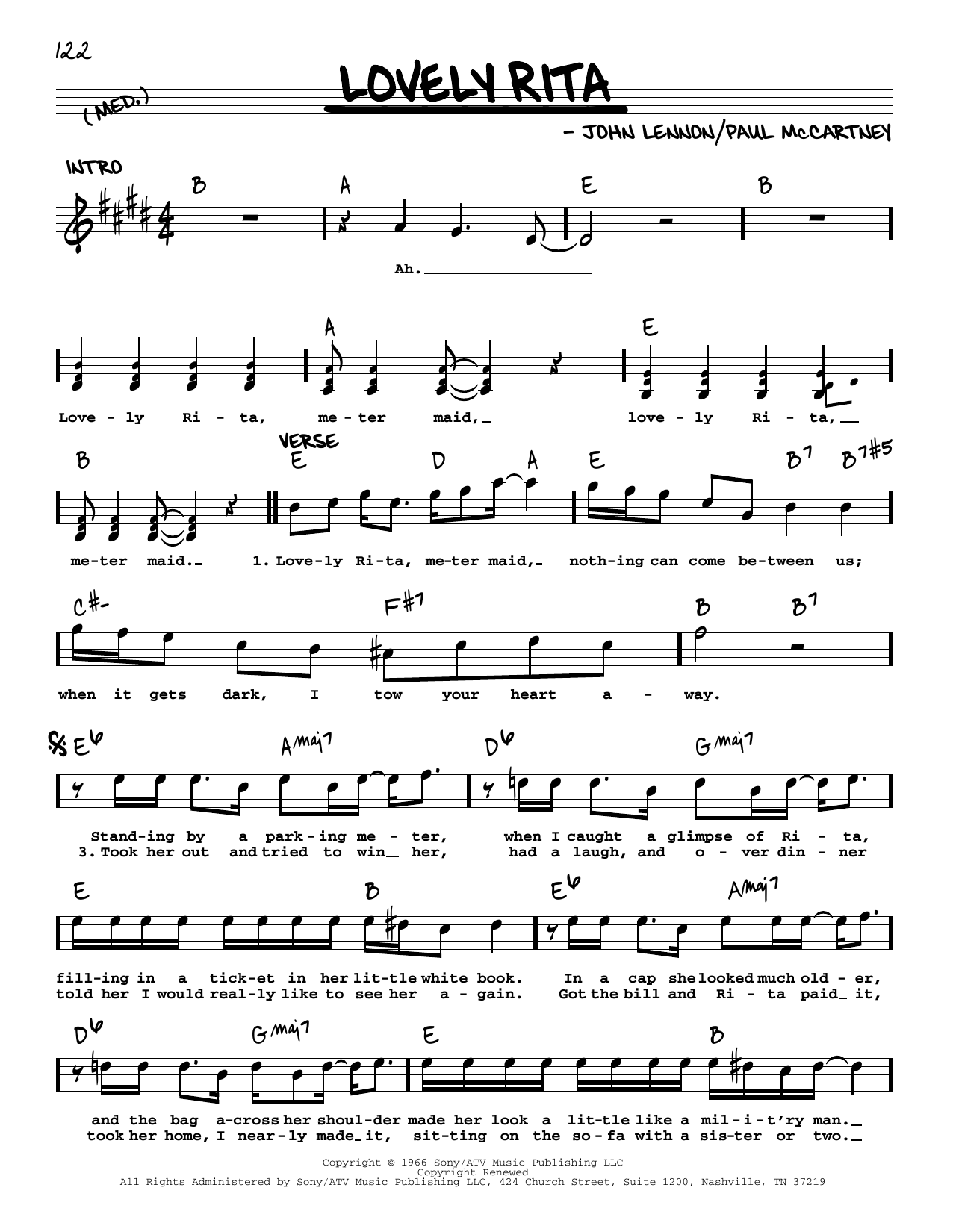 The Beatles Lovely Rita [Jazz version] Sheet Music Notes & Chords for Real Book – Melody, Lyrics & Chords - Download or Print PDF