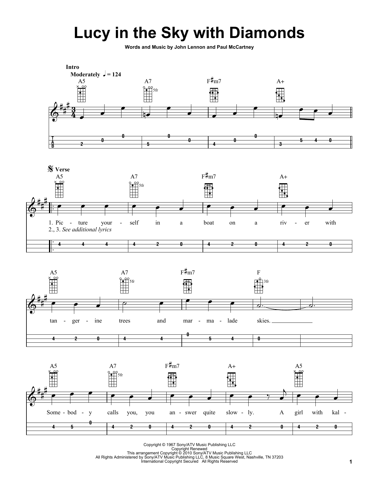 The Beatles Lucy In The Sky With Diamonds (arr. Bobby Westfall) Sheet Music Notes & Chords for Mandolin - Download or Print PDF