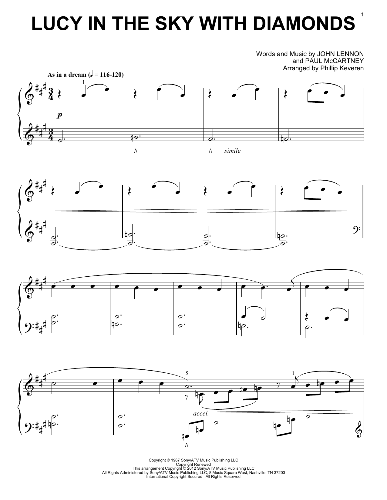 The Beatles Lucy In The Sky With Diamonds [Classical version] (arr. Phillip Keveren) Sheet Music Notes & Chords for Easy Piano - Download or Print PDF