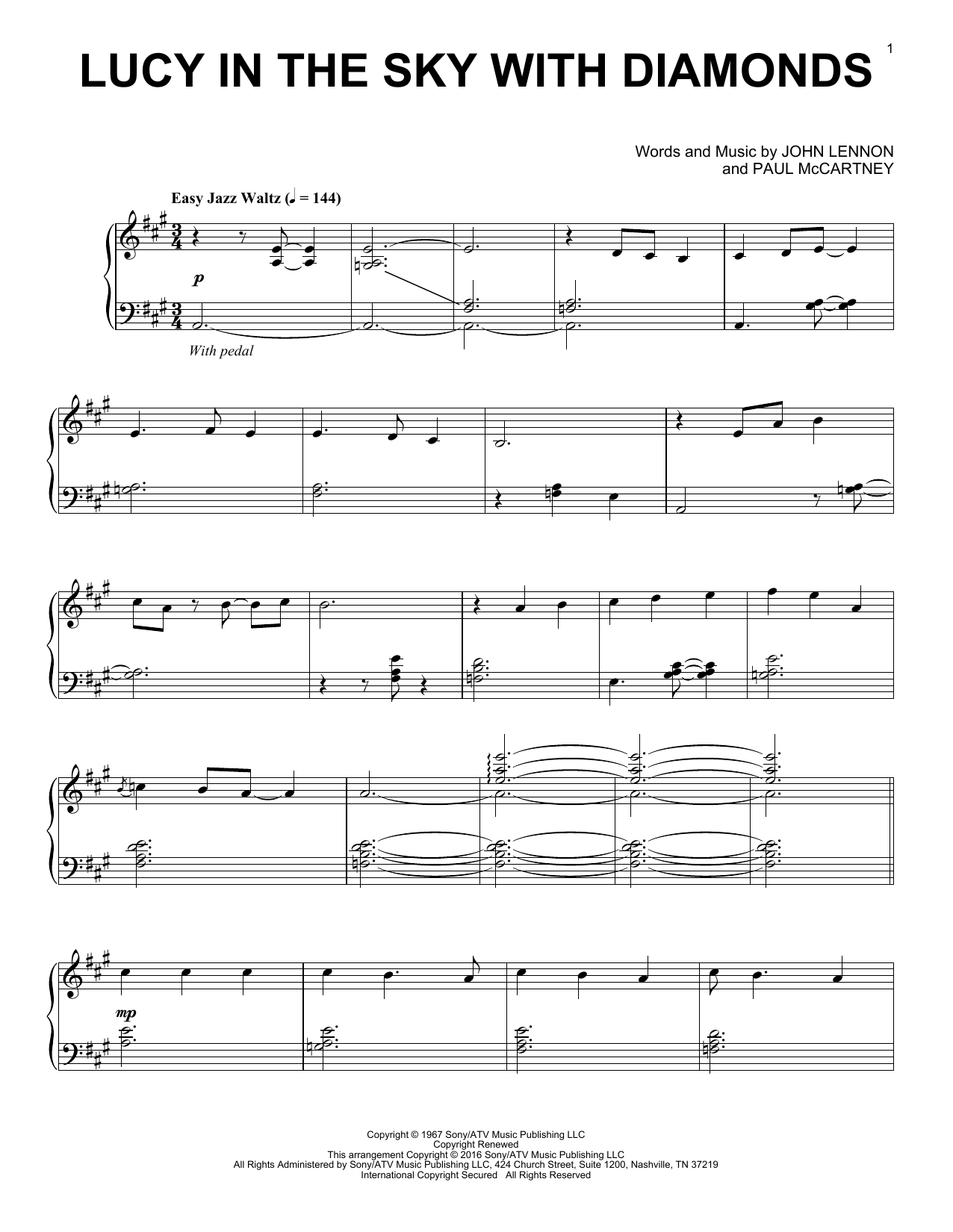 The Beatles Lucy In The Sky With Diamonds [Jazz version] Sheet Music Notes & Chords for Piano - Download or Print PDF