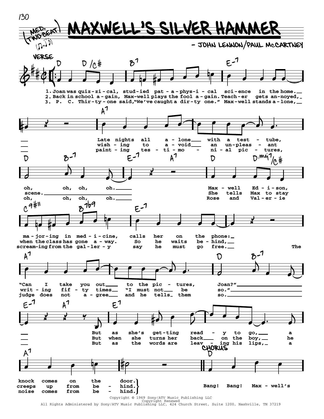 The Beatles Maxwell's Silver Hammer [Jazz version] Sheet Music Notes & Chords for Real Book – Melody, Lyrics & Chords - Download or Print PDF