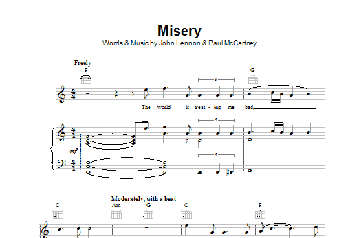 The Beatles Misery Sheet Music Notes & Chords for Guitar Tab - Download or Print PDF