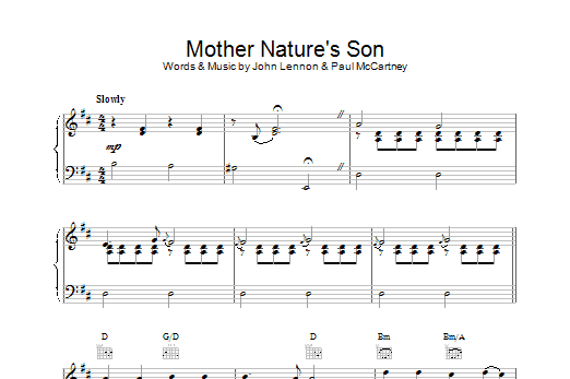 The Beatles Mother Nature's Son Sheet Music Notes & Chords for Lyrics & Piano Chords - Download or Print PDF