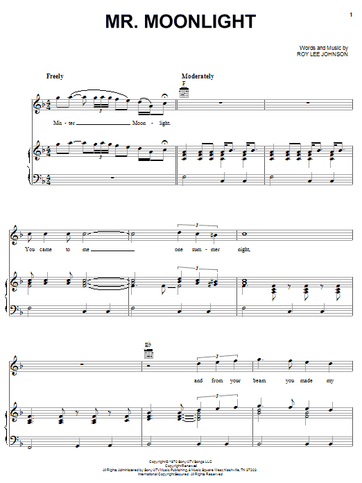 The Beatles Mr. Moonlight Sheet Music Notes & Chords for Lyrics & Chords - Download or Print PDF