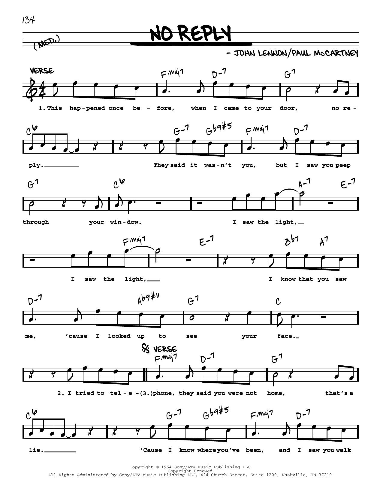 The Beatles No Reply [Jazz version] Sheet Music Notes & Chords for Real Book – Melody, Lyrics & Chords - Download or Print PDF