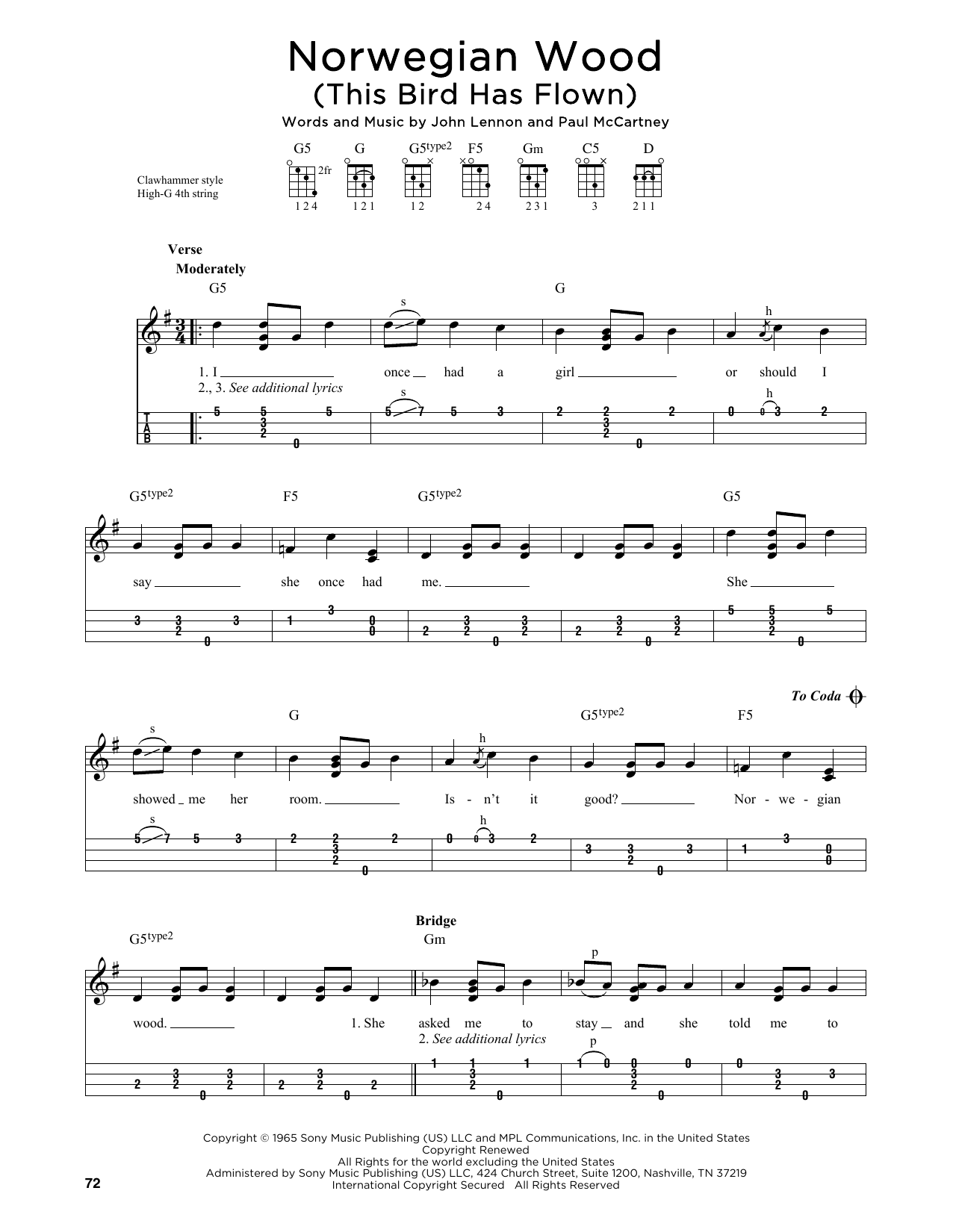 The Beatles Norwegian Wood (This Bird Has Flown) (arr. Jim Schustedt) Sheet Music Notes & Chords for Ukulele - Download or Print PDF