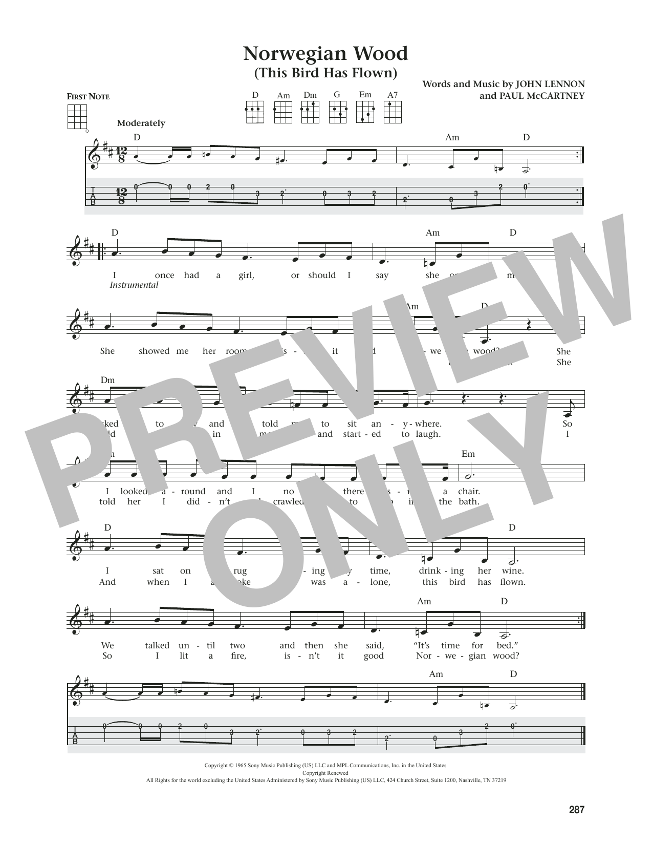 The Beatles Norwegian Wood (This Bird Has Flown) (from The Daily Ukulele) (arr. Jim Beloff) Sheet Music Notes & Chords for Ukulele - Download or Print PDF