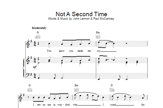 The Beatles Not A Second Time Sheet Music Notes & Chords for Easy Guitar - Download or Print PDF