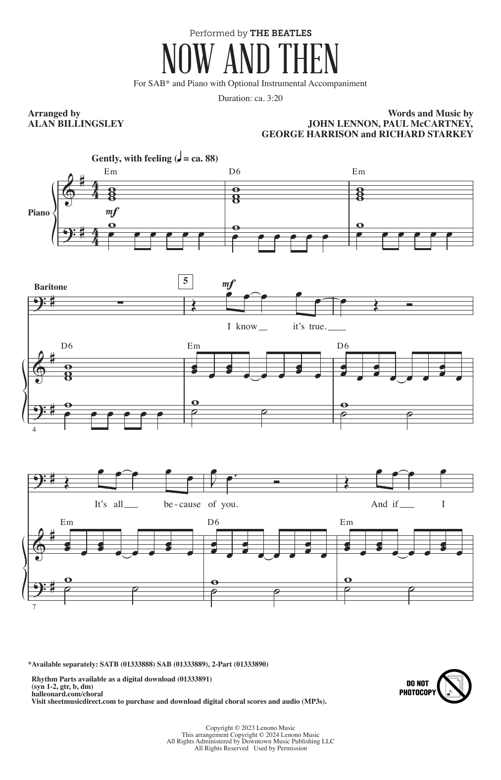 The Beatles Now And Then (arr. Alan Billingsley) Sheet Music Notes & Chords for SAB Choir - Download or Print PDF