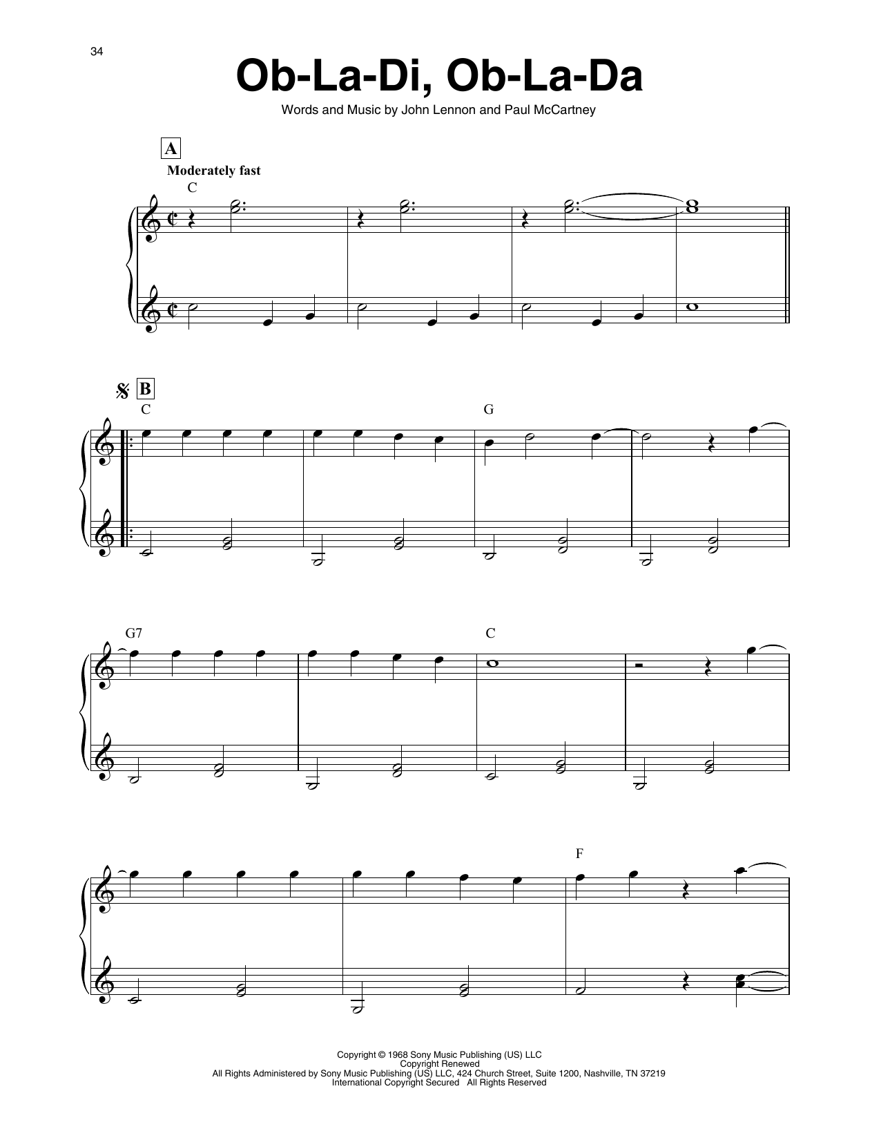The Beatles Ob-La-Di, Ob-La-Da (arr. Maeve Gilchrist) Sheet Music Notes & Chords for Harp - Download or Print PDF