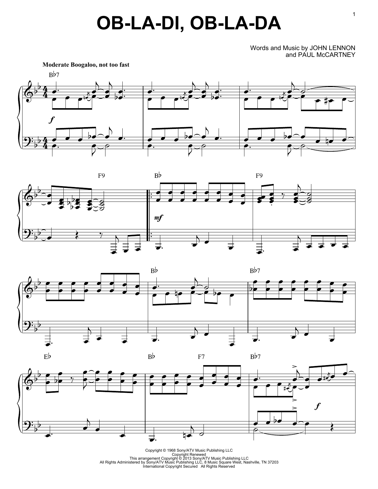 The Beatles Ob-La-Di, Ob-La-Da [Jazz version] (arr. Brent Edstrom) Sheet Music Notes & Chords for Piano - Download or Print PDF