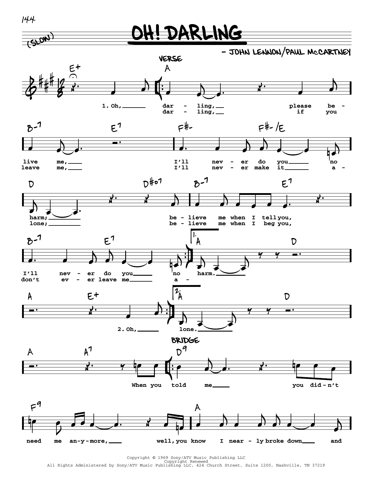 The Beatles Oh! Darling [Jazz version] Sheet Music Notes & Chords for Real Book – Melody, Lyrics & Chords - Download or Print PDF