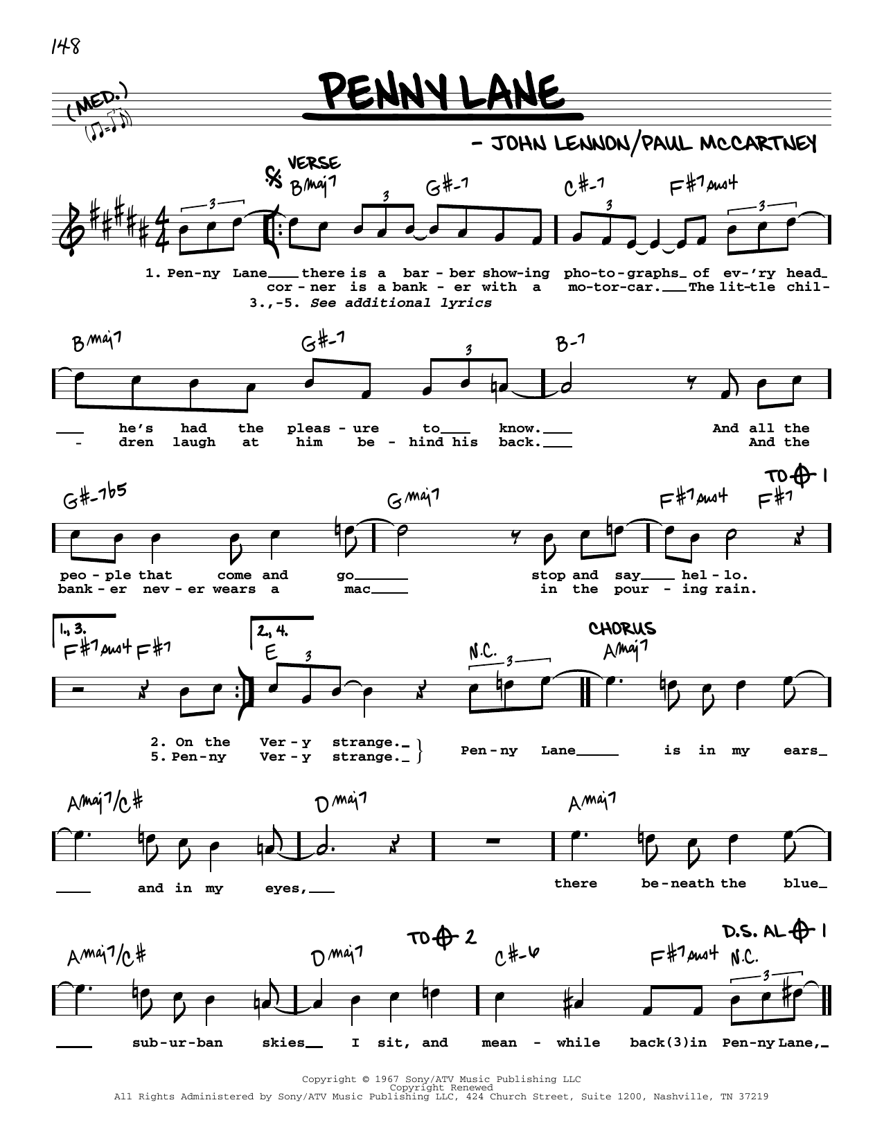 The Beatles Penny Lane [Jazz version] Sheet Music Notes & Chords for Real Book – Melody, Lyrics & Chords - Download or Print PDF