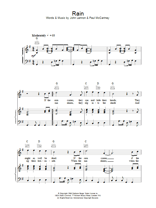 The Beatles Rain Sheet Music Notes & Chords for Bass Guitar Tab - Download or Print PDF