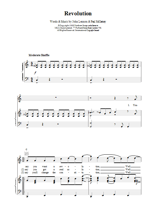 The Beatles Revolution Sheet Music Notes & Chords for SPREP - Download or Print PDF