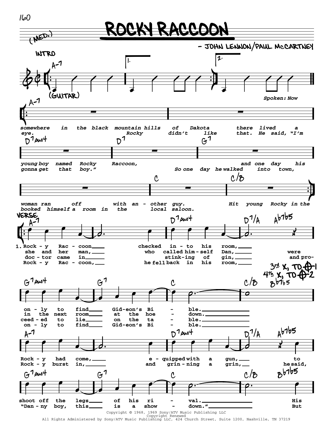 The Beatles Rocky Raccoon [Jazz version] Sheet Music Notes & Chords for Real Book – Melody, Lyrics & Chords - Download or Print PDF