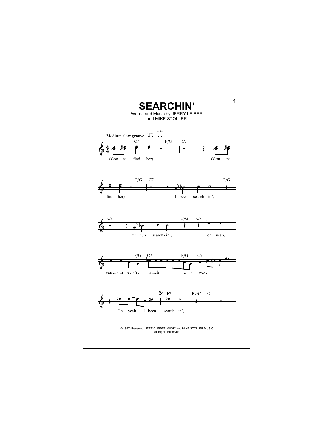 The Beatles Searchin' Sheet Music Notes & Chords for Lead Sheet / Fake Book - Download or Print PDF