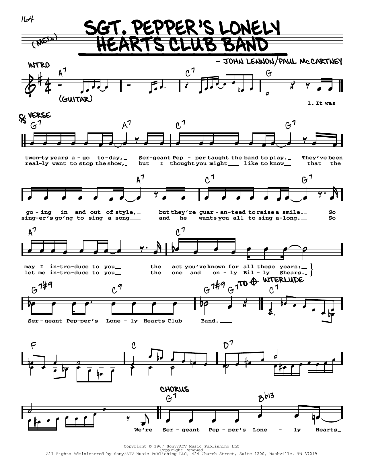 The Beatles Sgt. Pepper's Lonely Hearts Club Band [Jazz version] Sheet Music Notes & Chords for Real Book – Melody, Lyrics & Chords - Download or Print PDF