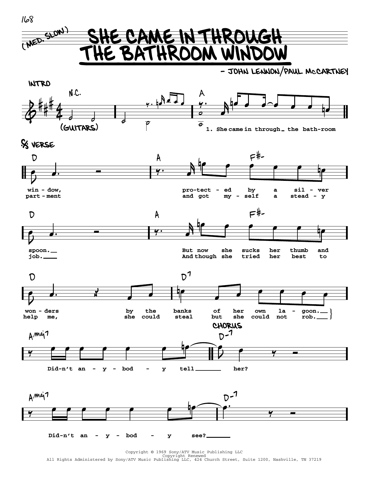 The Beatles She Came In Through The Bathroom Window [Jazz version] Sheet Music Notes & Chords for Real Book – Melody, Lyrics & Chords - Download or Print PDF