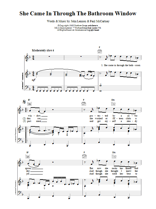 The Beatles She Came In Through The Bathroom Window Sheet Music Notes & Chords for Easy Guitar - Download or Print PDF