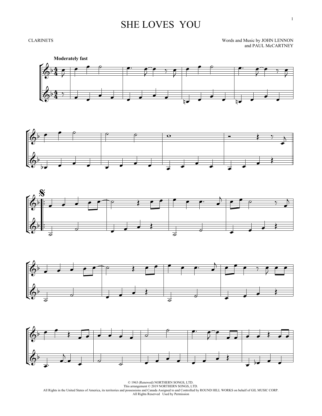 The Beatles She Loves You (arr. Mark Phillips) Sheet Music Notes & Chords for Flute Duet - Download or Print PDF