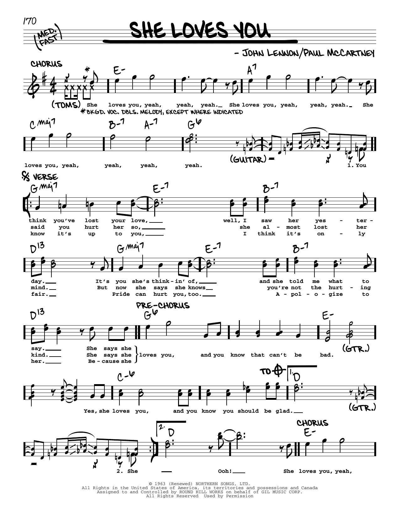The Beatles She Loves You [Jazz version] Sheet Music Notes & Chords for Real Book – Melody, Lyrics & Chords - Download or Print PDF