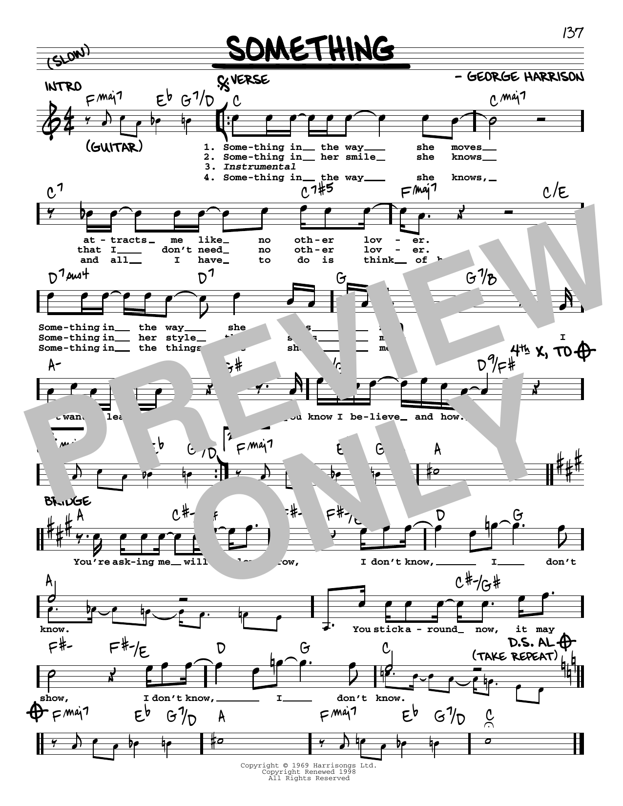 The Beatles Something [Jazz version] Sheet Music Notes & Chords for Real Book – Melody, Lyrics & Chords - Download or Print PDF