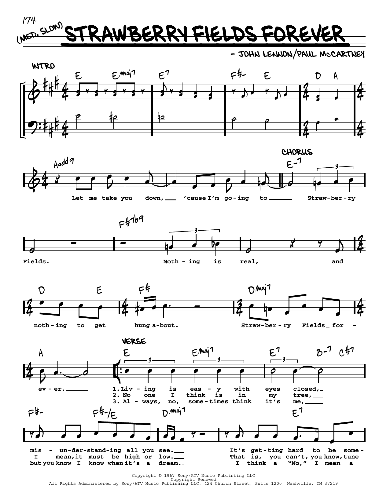 The Beatles Strawberry Fields Forever [Jazz version] Sheet Music Notes & Chords for Real Book – Melody, Lyrics & Chords - Download or Print PDF