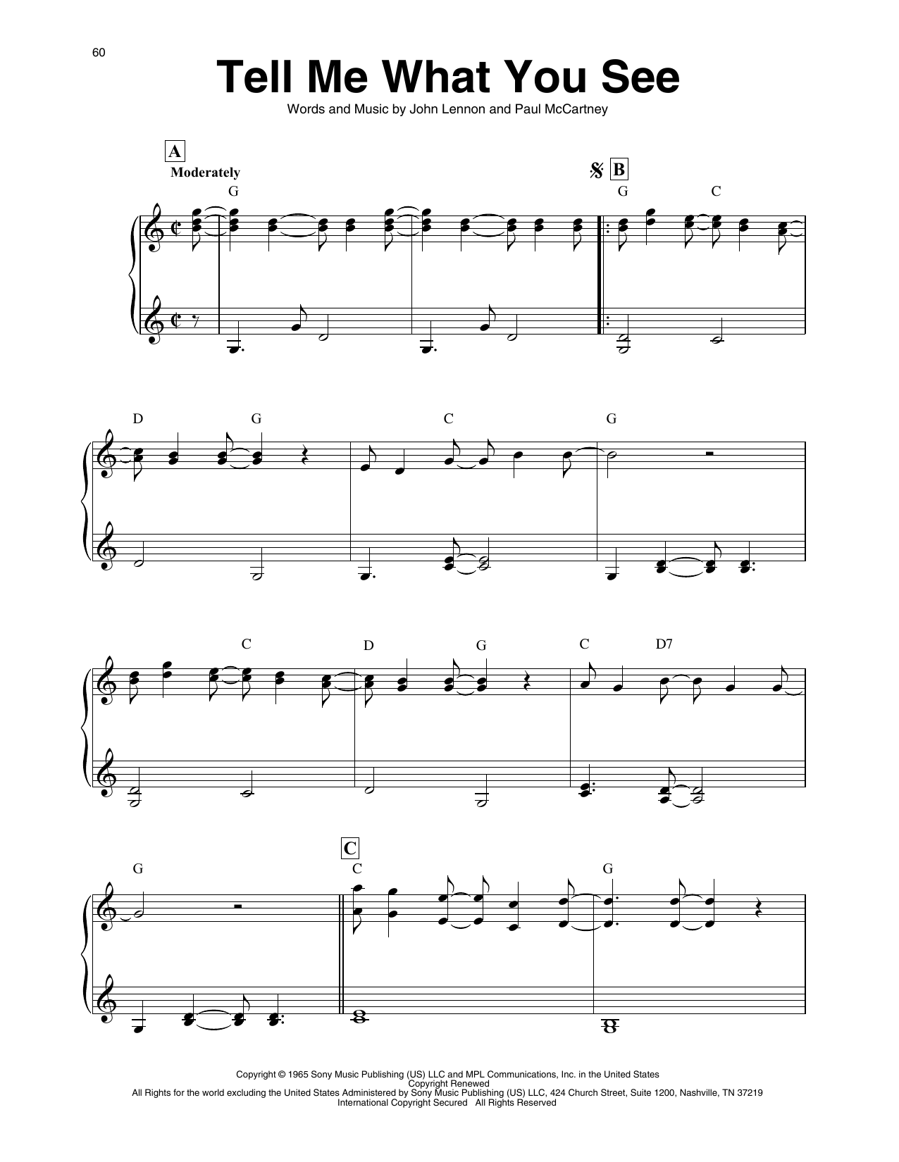 The Beatles Tell Me What You See (arr. Maeve Gilchrist) Sheet Music Notes & Chords for Harp - Download or Print PDF