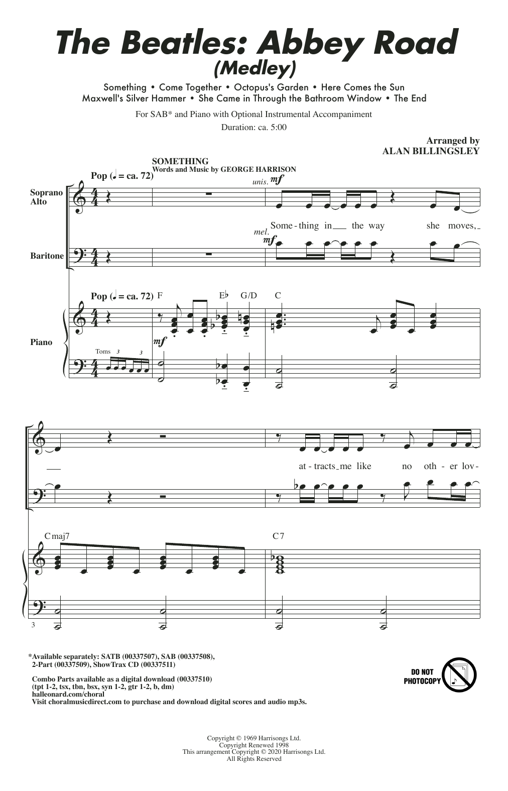 The Beatles The Beatles: Abbey Road (Medley) (arr. Alan Billingsley) Sheet Music Notes & Chords for SAB Choir - Download or Print PDF