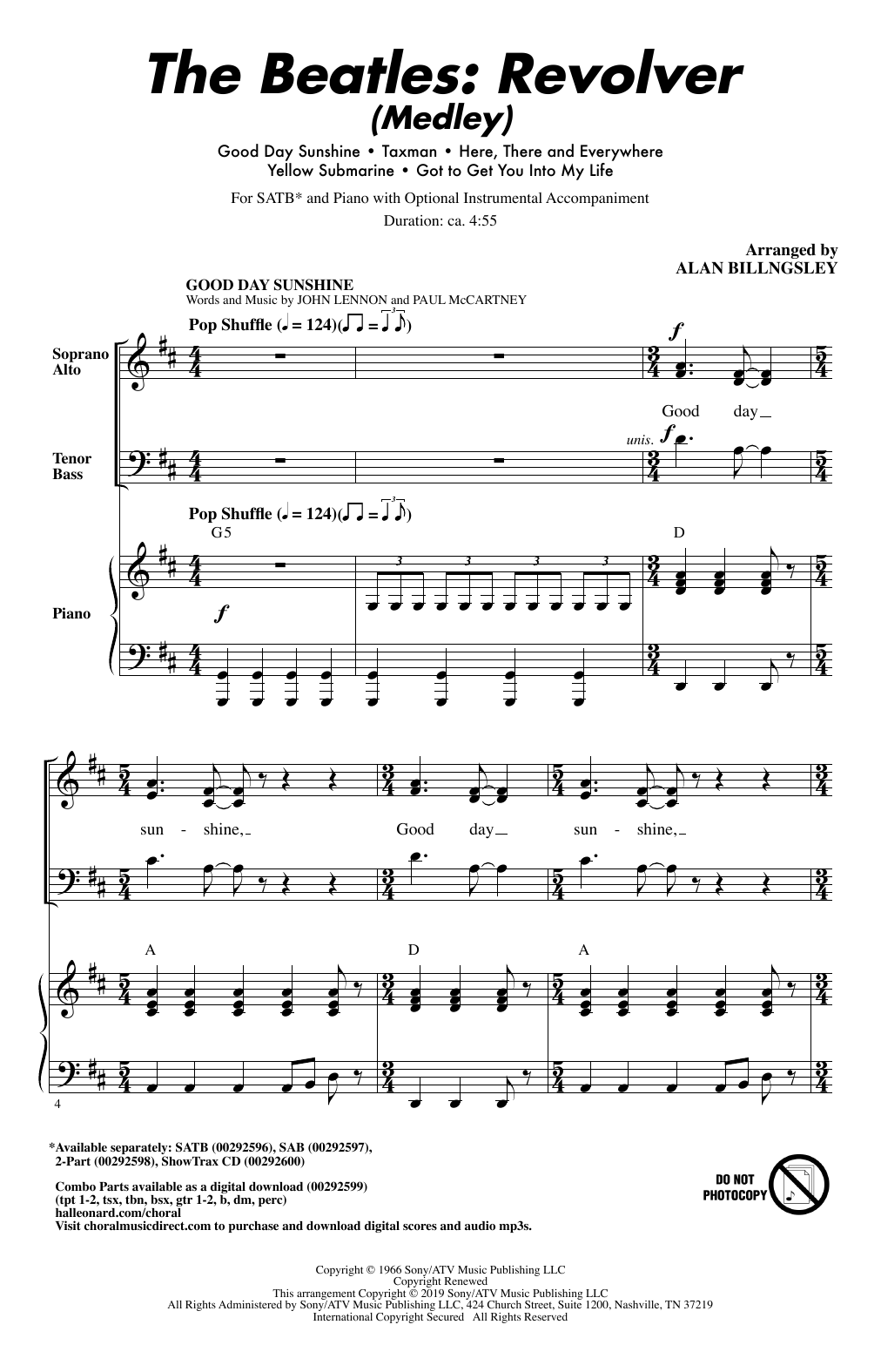 The Beatles The Beatles: Revolver (Medley) (arr. Alan Billingsley) Sheet Music Notes & Chords for 2-Part Choir - Download or Print PDF