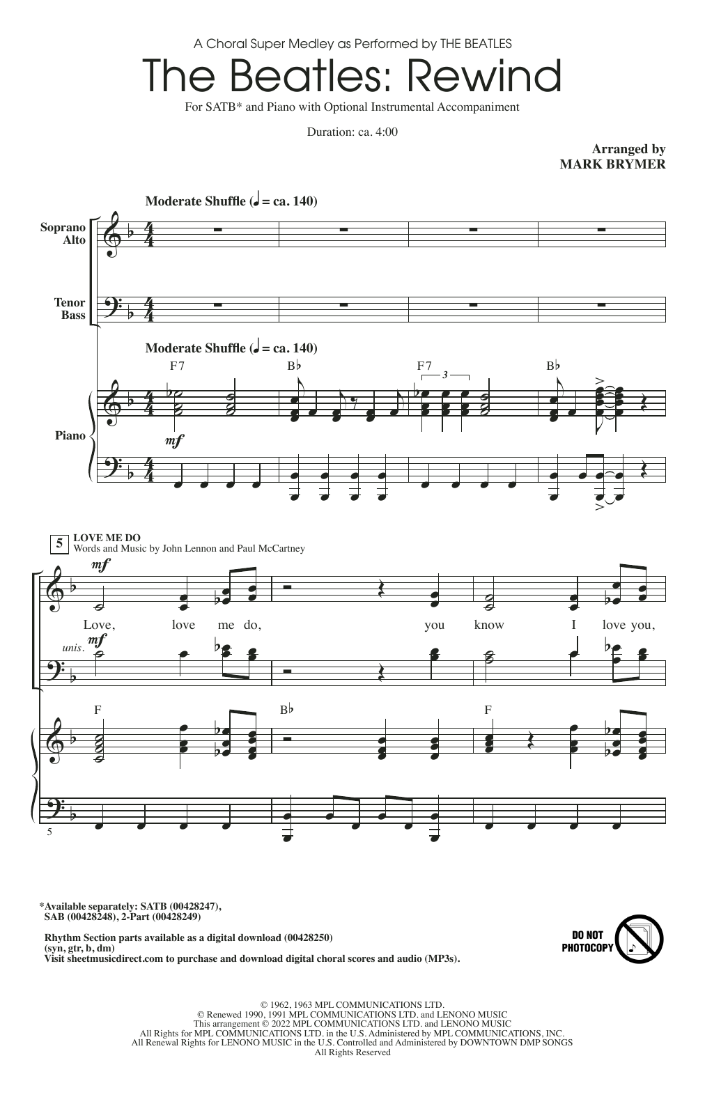 The Beatles The Beatles: Rewind (Medley) (arr. Mark Brymer) Sheet Music Notes & Chords for 2-Part Choir - Download or Print PDF