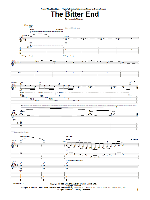 The Beatles The Bitter End Sheet Music Notes & Chords for Guitar Tab - Download or Print PDF