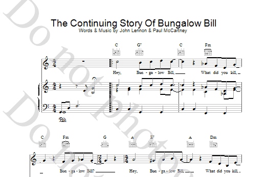 The Beatles The Continuing Story Of Bungalow Bill Sheet Music Notes & Chords for Lyrics & Chords - Download or Print PDF