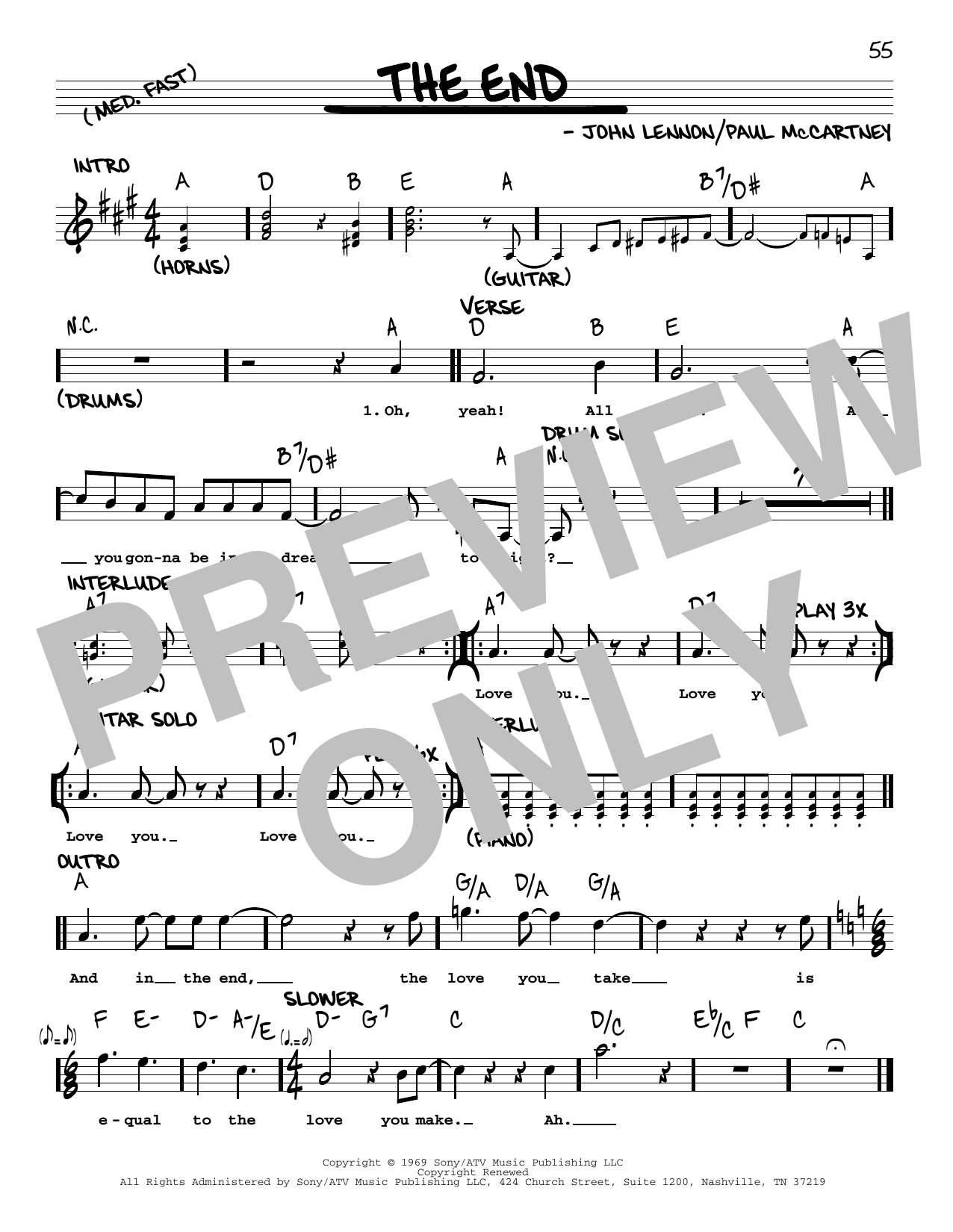 The Beatles The End [Jazz version] Sheet Music Notes & Chords for Real Book – Melody, Lyrics & Chords - Download or Print PDF