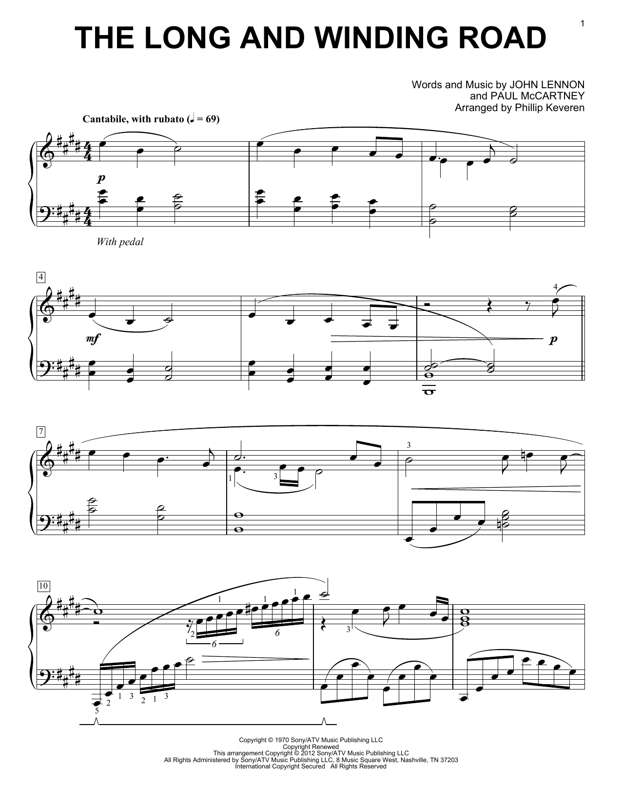 The Beatles The Long And Winding Road [Classical version] (arr. Phillip Keveren) Sheet Music Notes & Chords for Easy Piano - Download or Print PDF