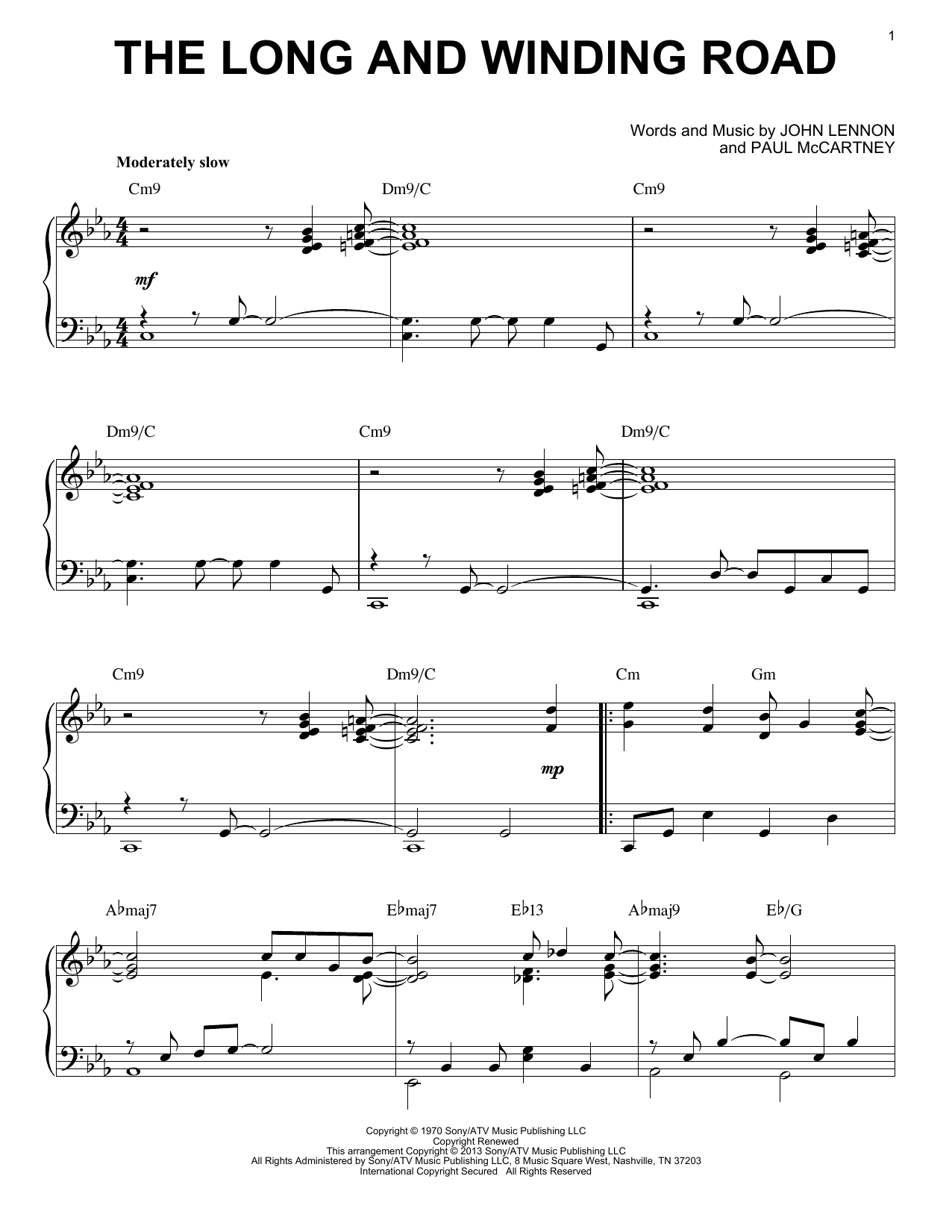 The Beatles The Long And Winding Road [Jazz version] (arr. Brent Edstrom) Sheet Music Notes & Chords for Piano - Download or Print PDF