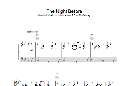 The Beatles The Night Before Sheet Music Notes & Chords for Lyrics & Chords - Download or Print PDF